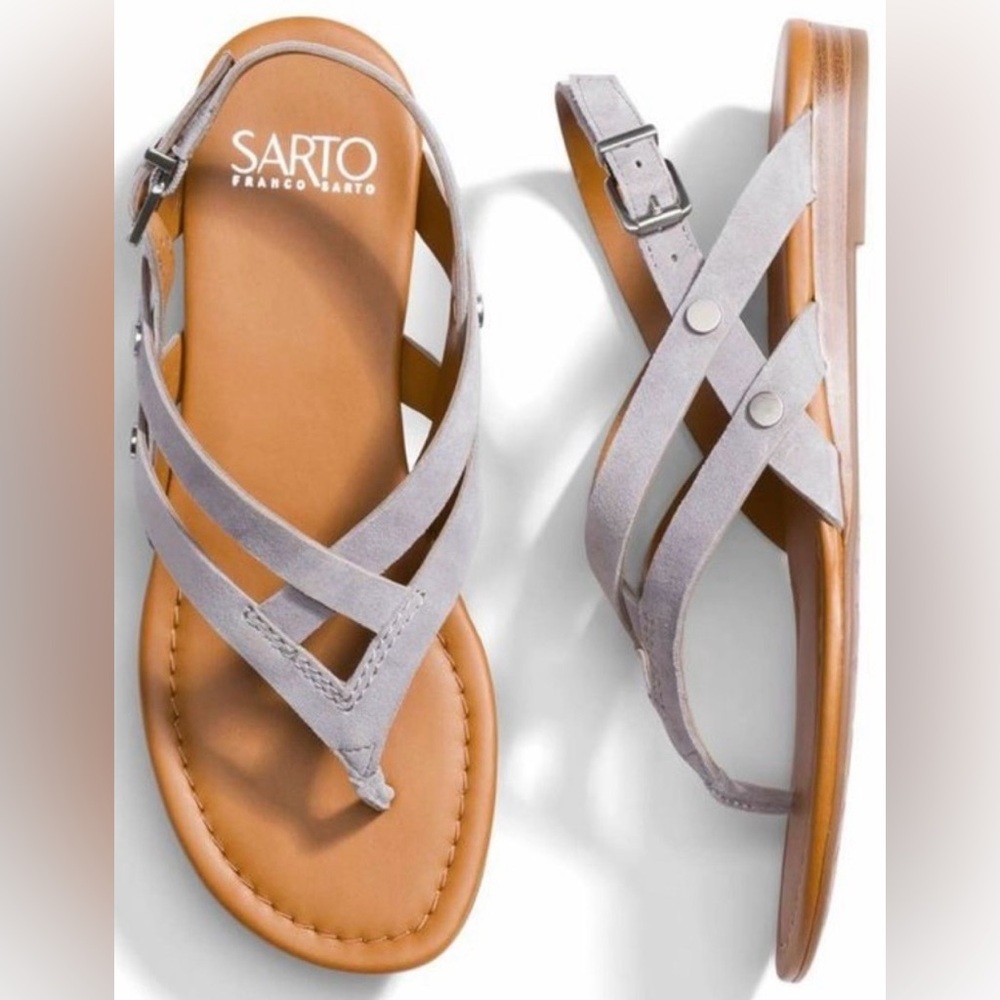 SARTO FRANCO SARTO Gretchen Strappy Leather Flat Sandals. Size 10 M